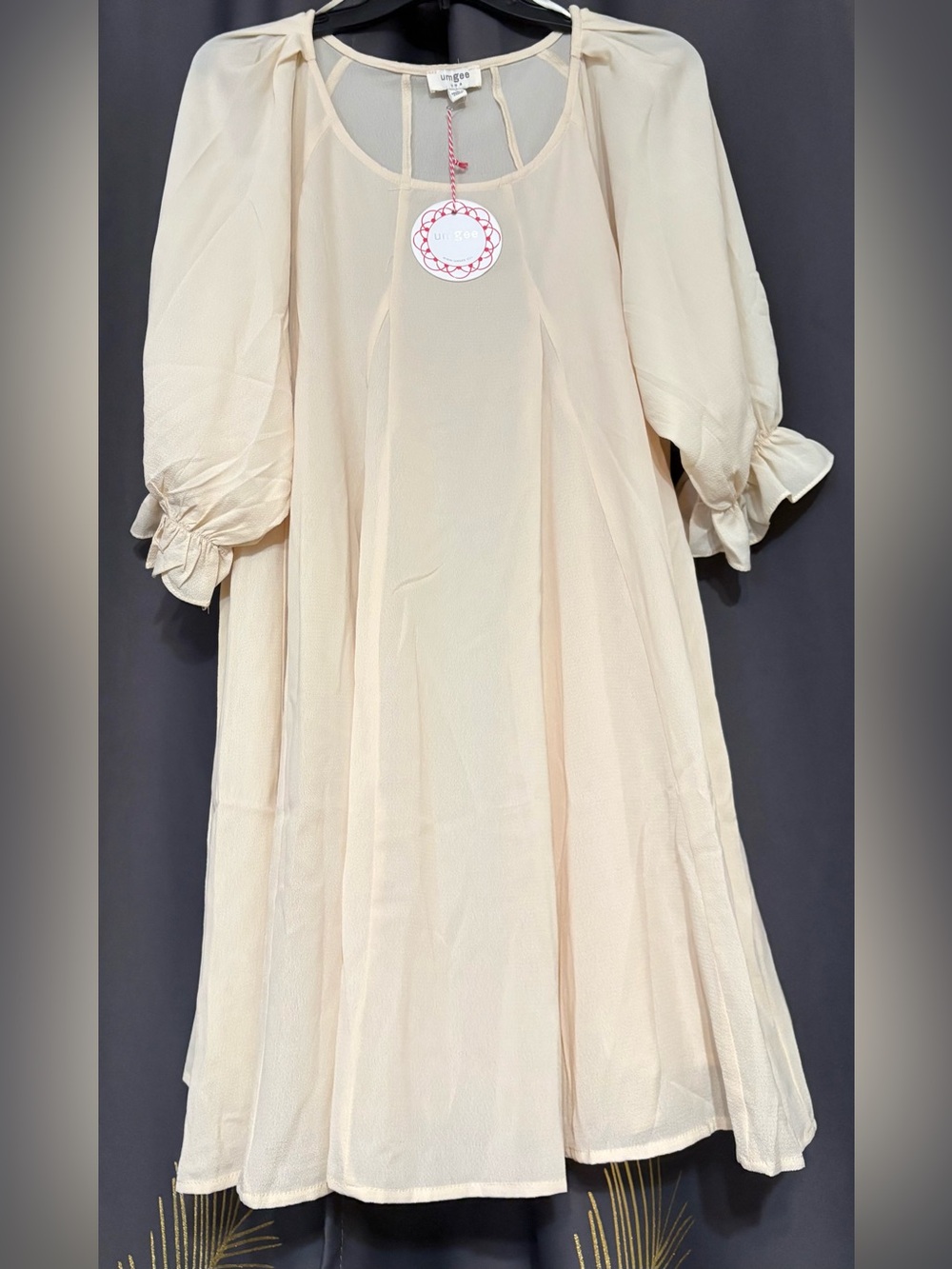 Umgee Cream Puff-Sleeve Casual Dress